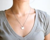 Minimalist Cat Necklace Fine Silver - Gunmetal Chain