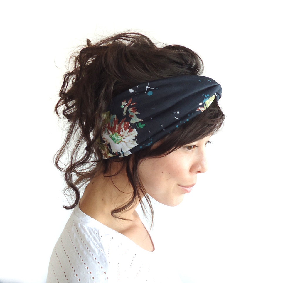 Turban Headband Black Floral