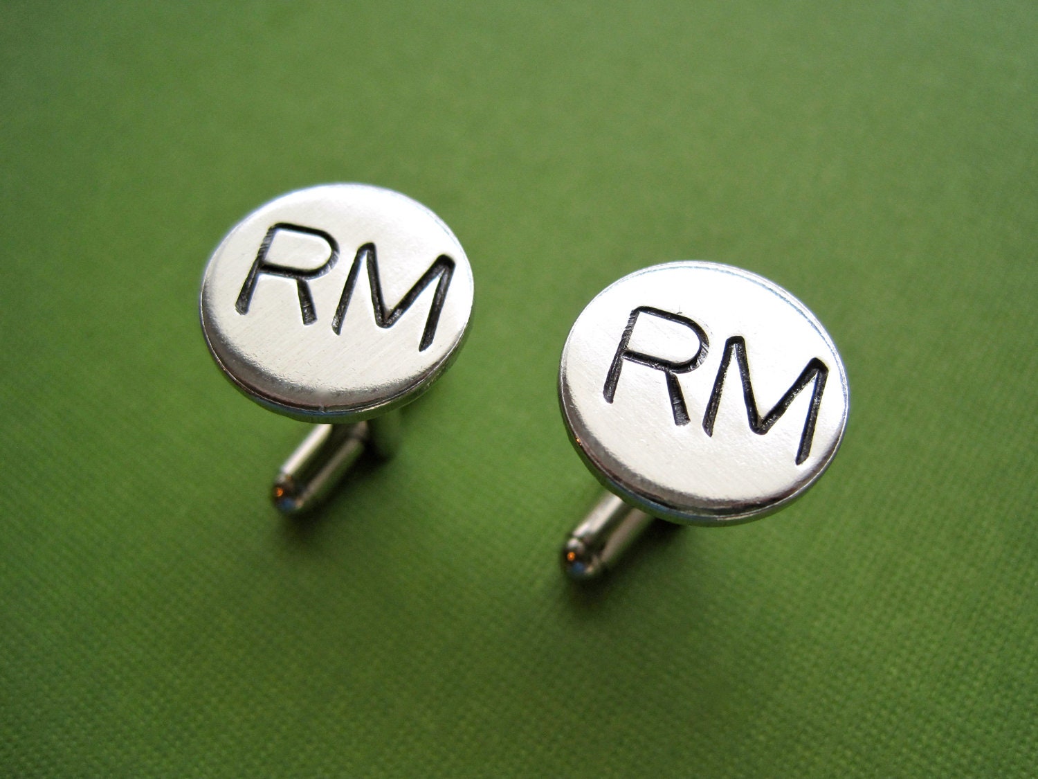 Personalized Cuff Links - Initials - Hand stamped aluminum cuff links