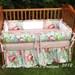 Custom Coral and Aqua/Turquoise Baby Nursery 3-Piece Ruffled Crib Bedding Set made with Designer Fabrics