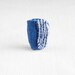 fiber brooch - textile pin - shibori brooch striped blue white - textile jewelry