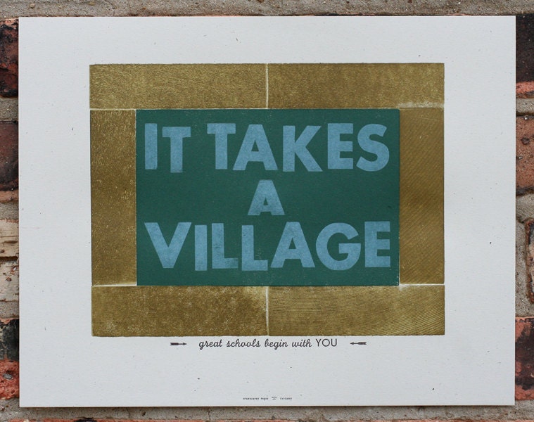It Takes A Village letterpress print