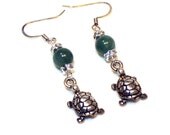 Turtle Green Aventurine Gemstone Charm Earrings