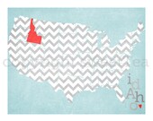 idaho. an art print on metallic paper.