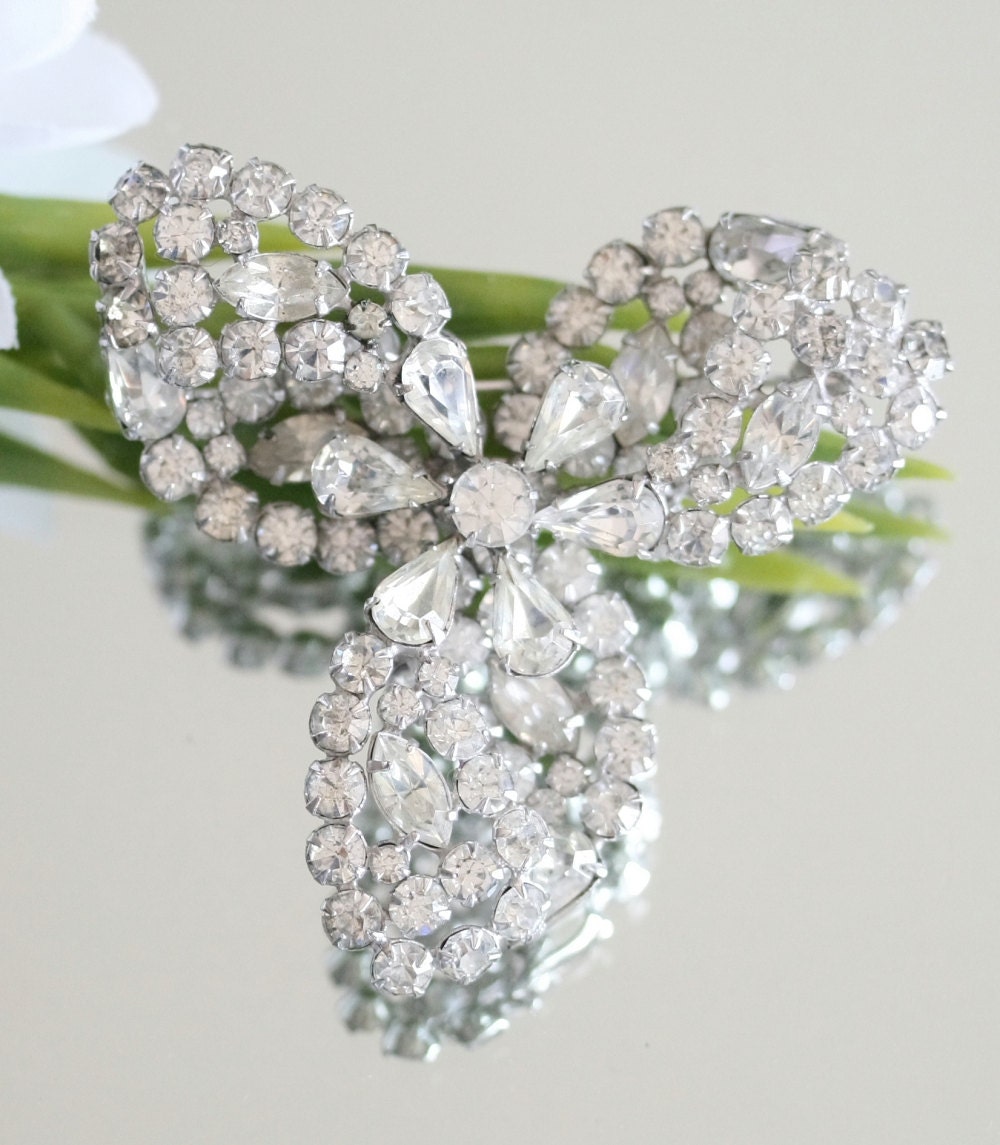 Rhinestone Brooch, Vintage Pin, Wedding Rhinestone Brooch, Wedding Sash, Jewelry, Brooches,