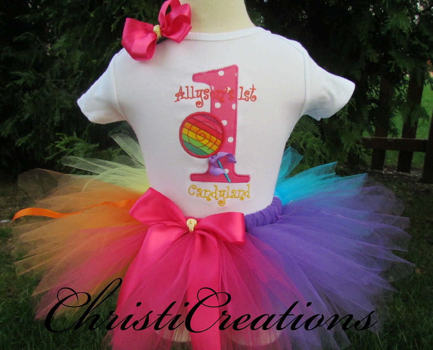 Rainbow Lollipop 1st Birthday  Custom Made Tutu Set  Party Outfit Candyland Themed