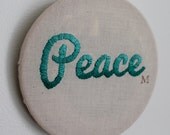 Peace - Surf Chic Hand Embroidered Hoop Ornament