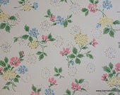 1950's Vintage Wallpaper yellow pink and blue tiny floral bouquets