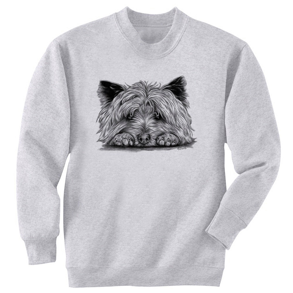 CLEARANCE SALE Cairn Terrier on Paws Dog Art Sweatshirt Ultra Cotton Ash Gray Size Large Only