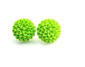 Chartreuse/Lime Chrysanthemum Earrings Buy 3 Get 1 Free
