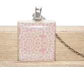 Pink Doily Scrabble Tile Pendant