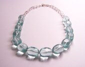 CLEAR BLUE Aqua Quartz Crystal Nuggets Sterling Silver Necklace - Sky Ocean - Minimalist - Modern - Natural - Gugma