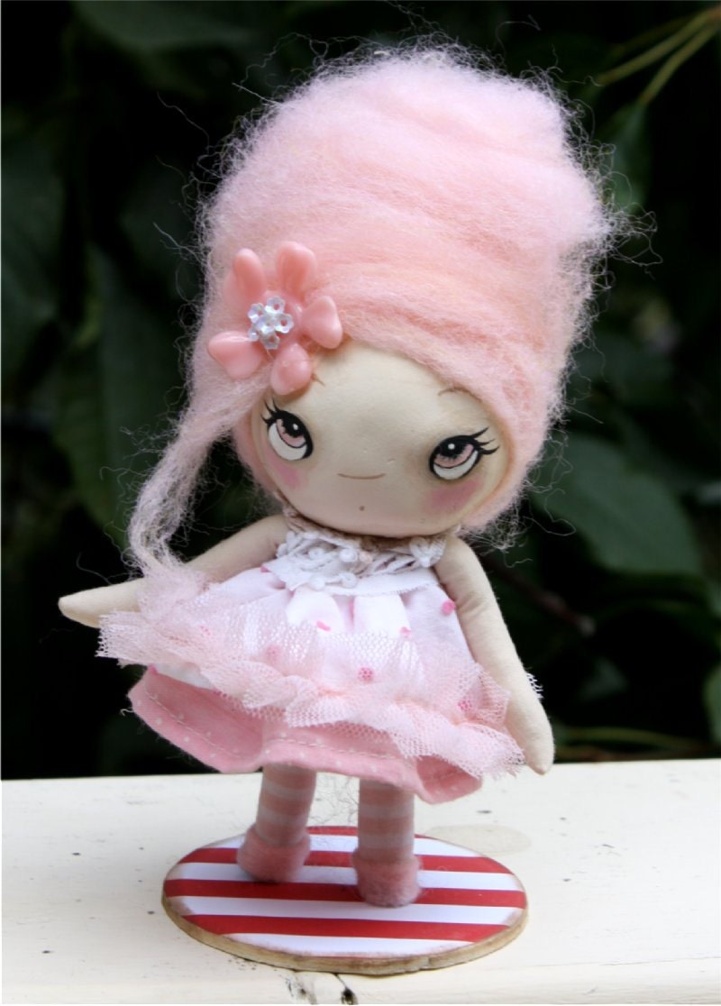 Cotton Candy Paper Mache OOAK Art Doll