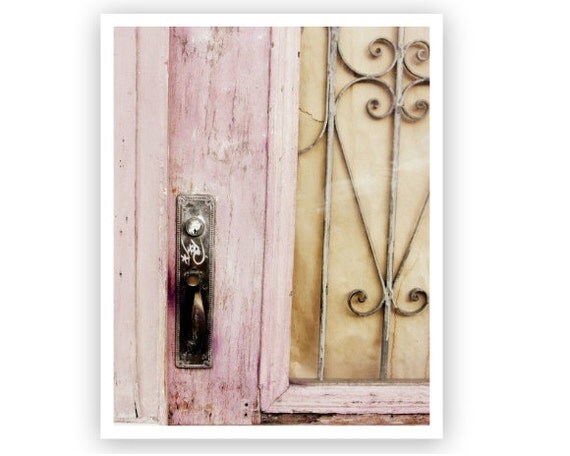 Fine art photography print  - pastel pink wall art brown spirals rust 8x10 - Pink Door