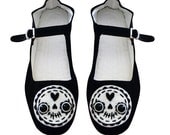 Day of the Dead Sugar Skull Mary Jane Shoes - Size 5