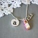 Half Marathon 13.1 mile Running Shoe Charm Necklace . monogram . personalized, custom . silver plated