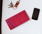Large Leather Travel Wallet - The Stella Slim Travel Wallet Clutch in Hot Pink