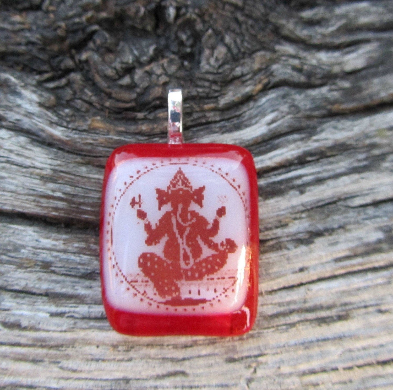 Ganesha Fused Glass Pendant-Hindu God of Good Luck and Prosperity