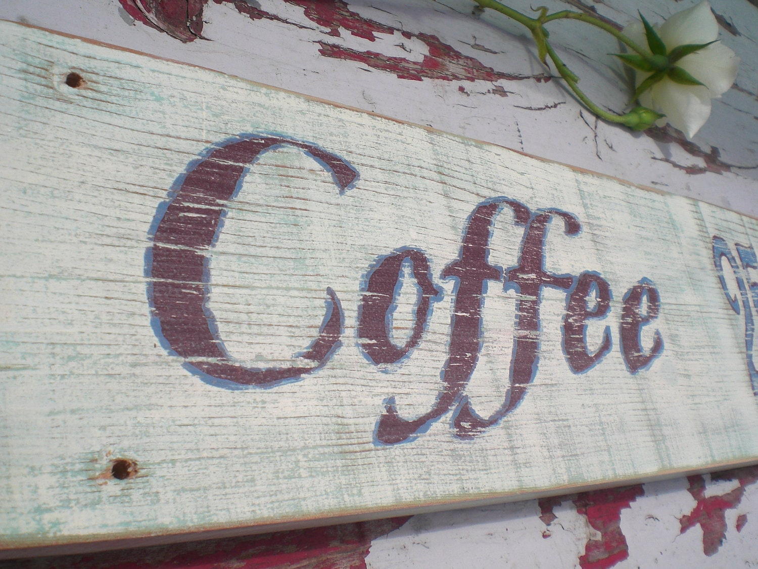 Coffee sign, Cafe sign,Farmhouse Decor,Repurposed, Reclaimed Wood,Painted wood sign,Kitchen Art