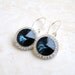 Sapphire Jewelry Wedding Jewelry Bridal Earrings Swarovski Crystal Montana Navy Blue Rivoli Silver CZ Halo Bella E16H-M Bridesmaid Jewelry