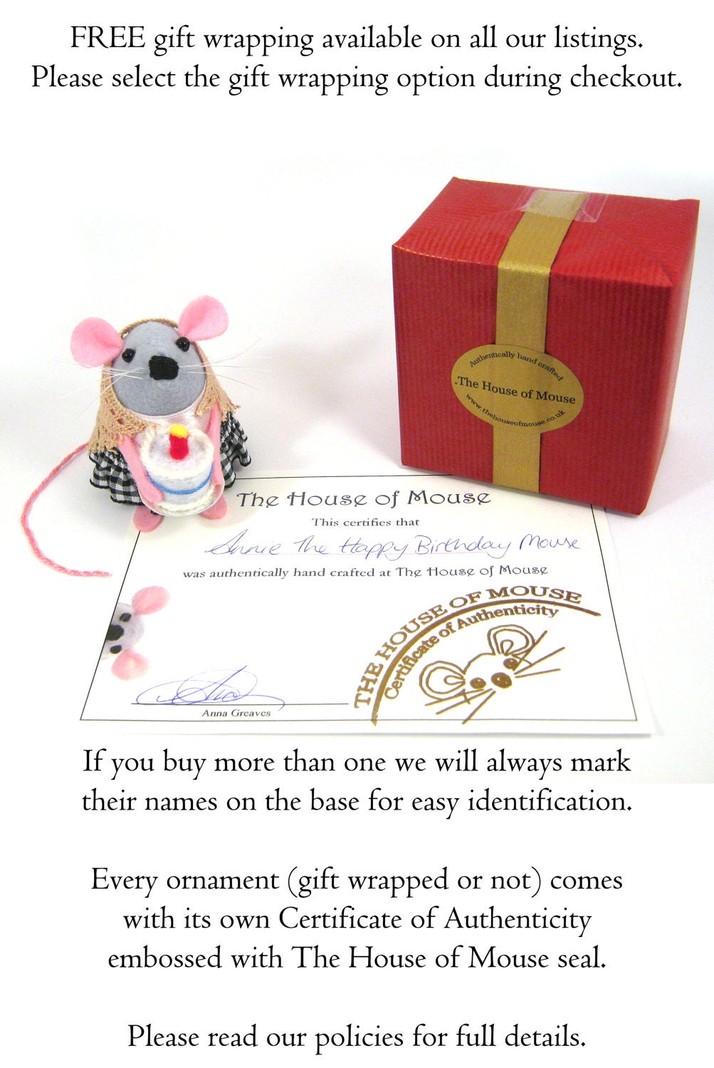 Travelling Mouse Ornament suitcase felt mice rat hamster gift animal lover collector - Emma the Travelling Mouse