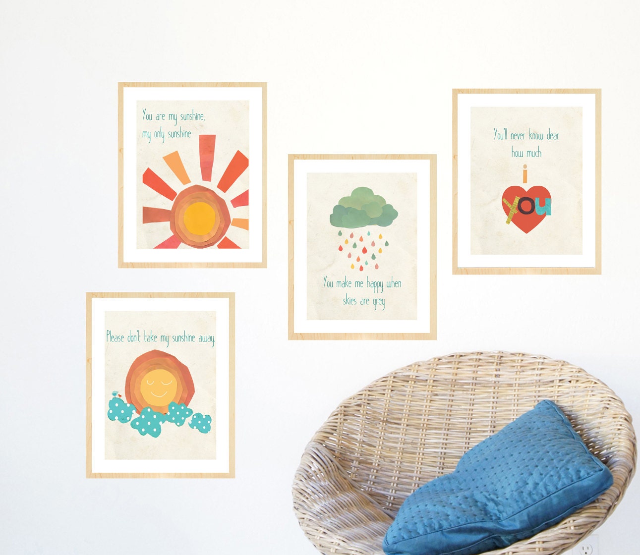 My Sunshine Collection of 4 8x10 Childrens Wall Art Prints