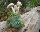 White Toadstool Trio Pincushion Decorative Earth Treasure Felted
