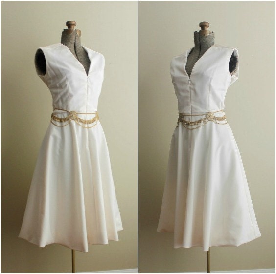 Vintage 1960s Dress / 60s Wedding Dress / Afternoon Social Tea Length Wedding Dress