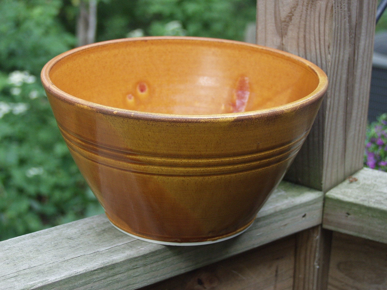 Deep Large Serving Salad Bowl Spiced Pumpkin Ready to Ship