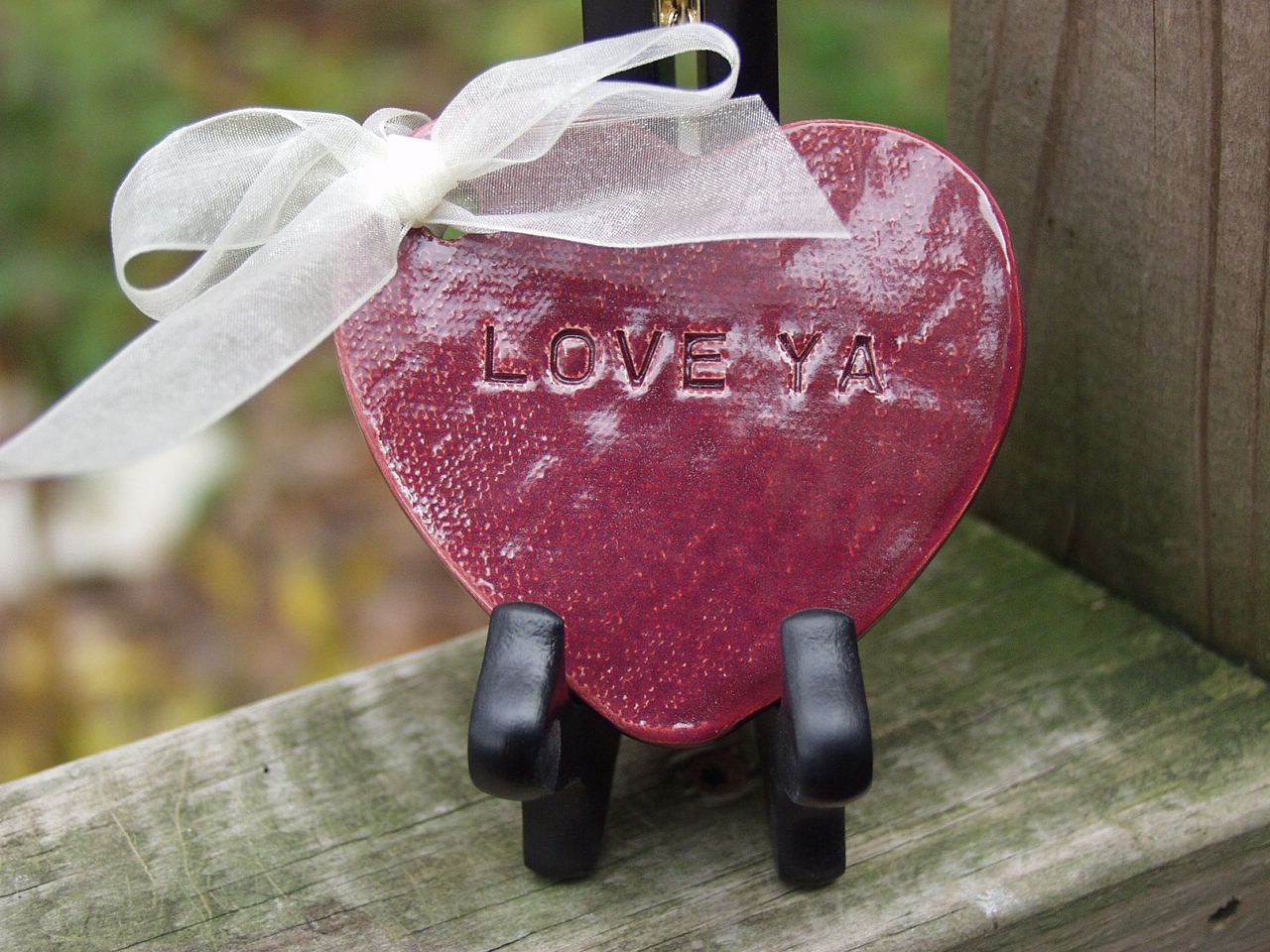 Love Ya Valentine Pottery Heart Ornament Trinket Teacher Gift
