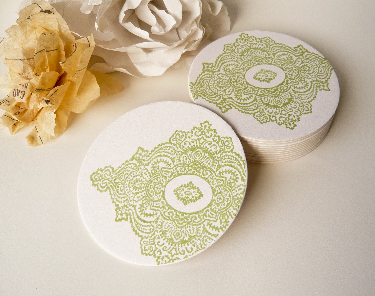 Baroque Lace Paper Coasters - Your Chouice Of Color