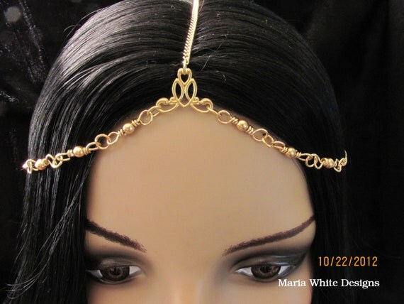 Gold Chain Headpiece Gold Pearl and gold chain headdress head piece head chain headchain