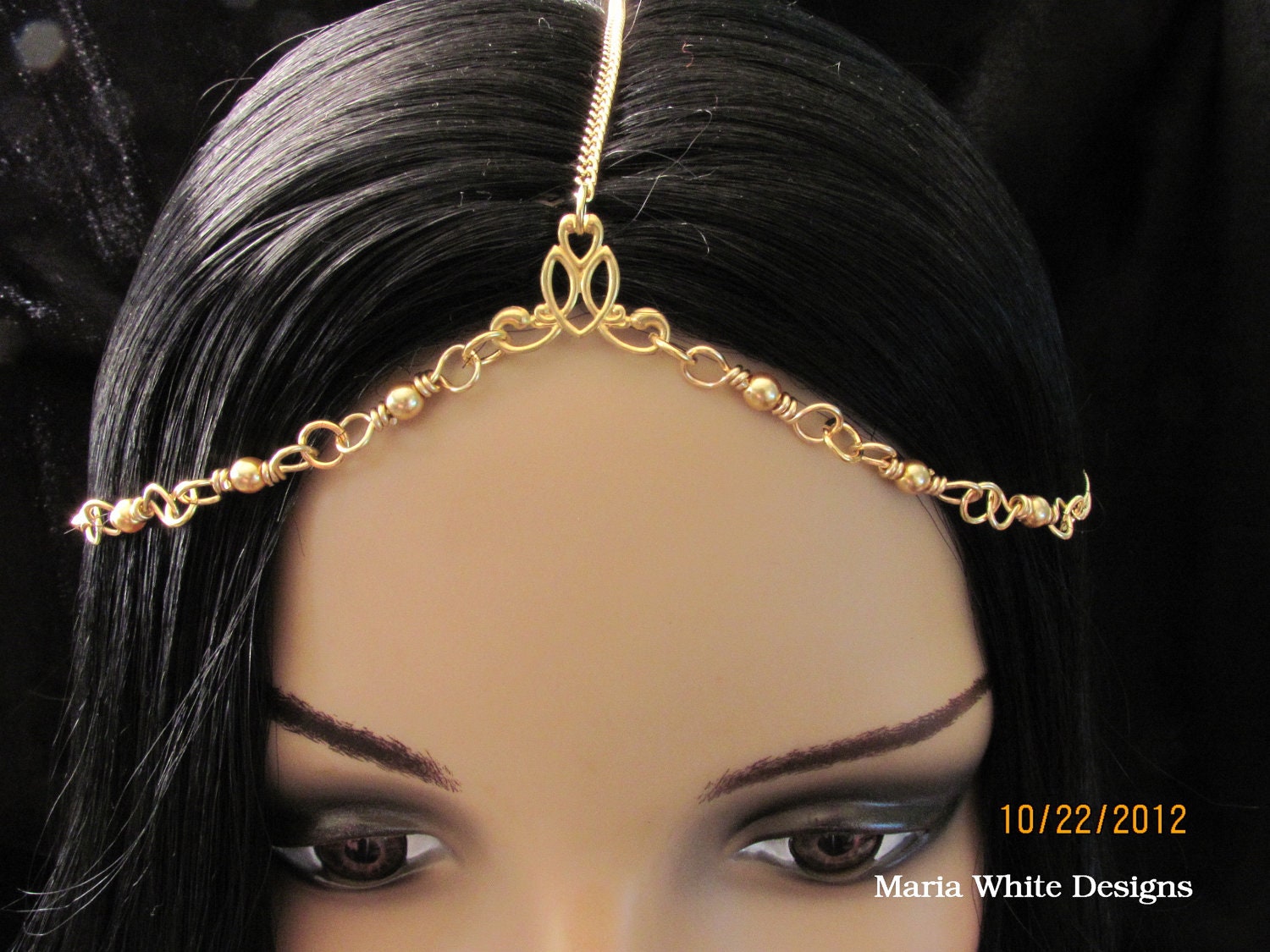 Gold Chain Headpiece Gold Pearl and gold chain headdress head piece head chain headchain