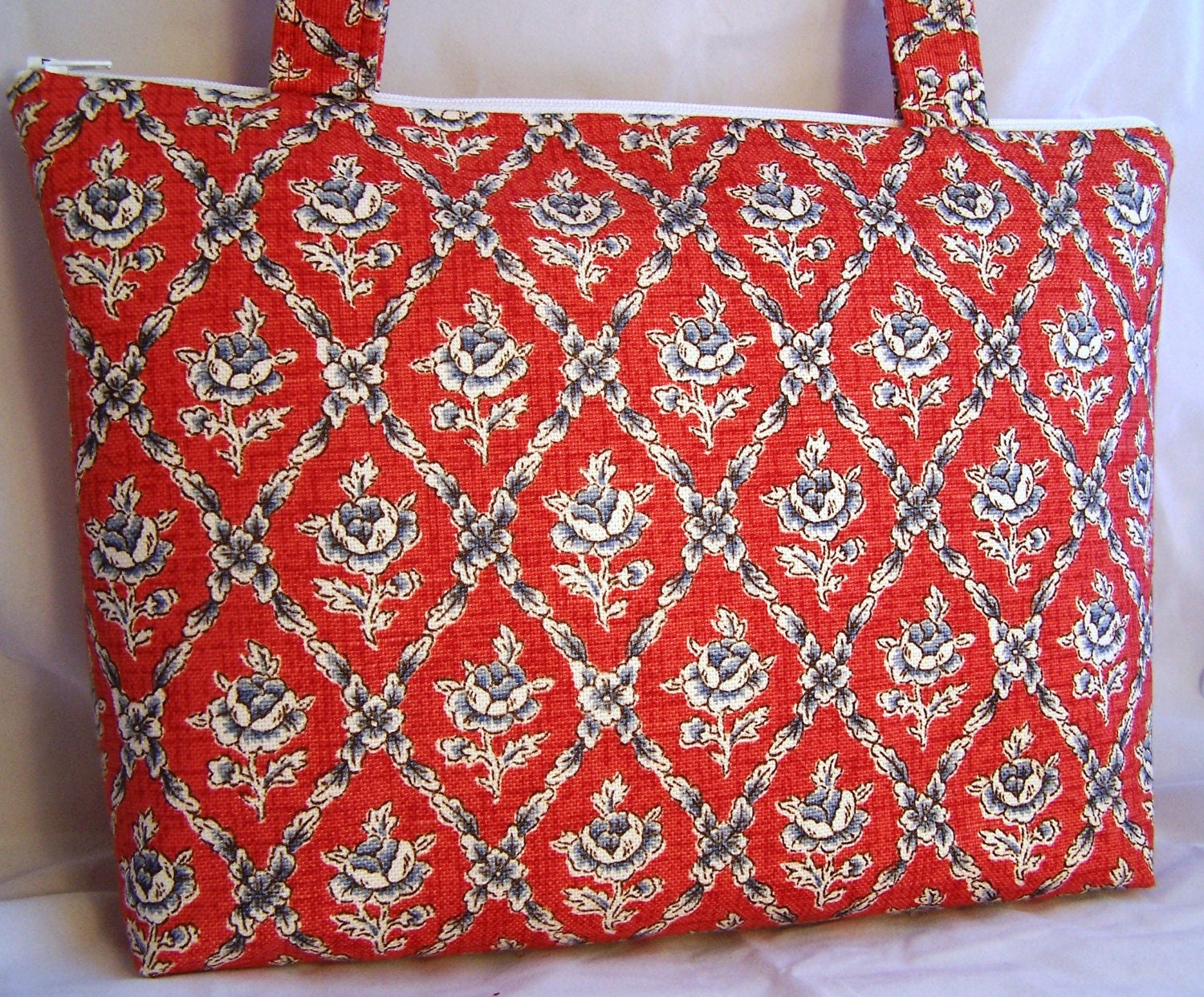 Retro Country Floral Handbag - Red, White and Blue