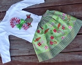 Girls Christmas CAnDy CaNe PePpeRMiNT tee with skirt  in sizes 6-12-18-24 month and 2T   "SWEET TREATS" collection