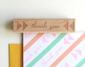 Thank You Rubber Stamp, Original Typographic Triangles Design (Wood Mounted)