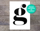 Big black initials - letterpress style typographic poster - choose your letter