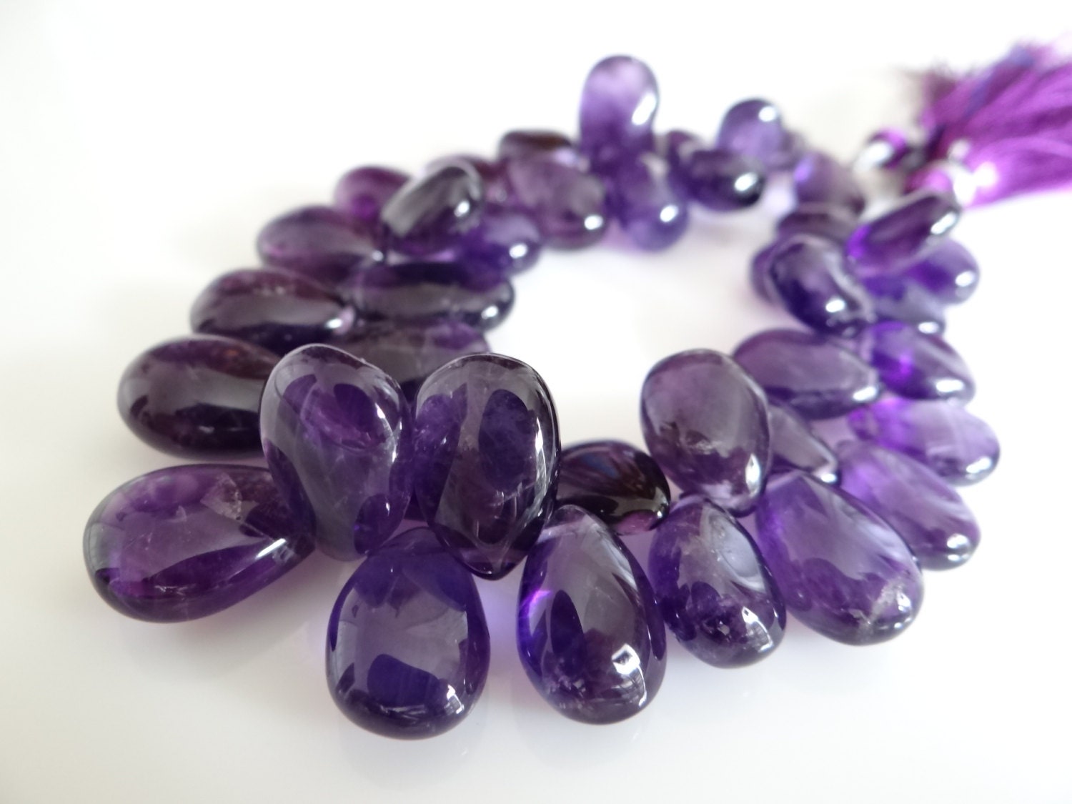 1/2 Strand--Grape Amethyst Smooth Large Pear Briolettes