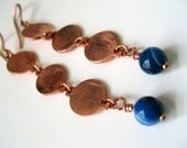 Sea Chime Earrings Copper Agate Blue Aqua