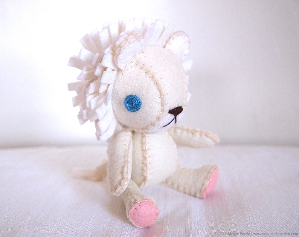 White Lion Plush Art Doll, Ambroise (Made to Order)