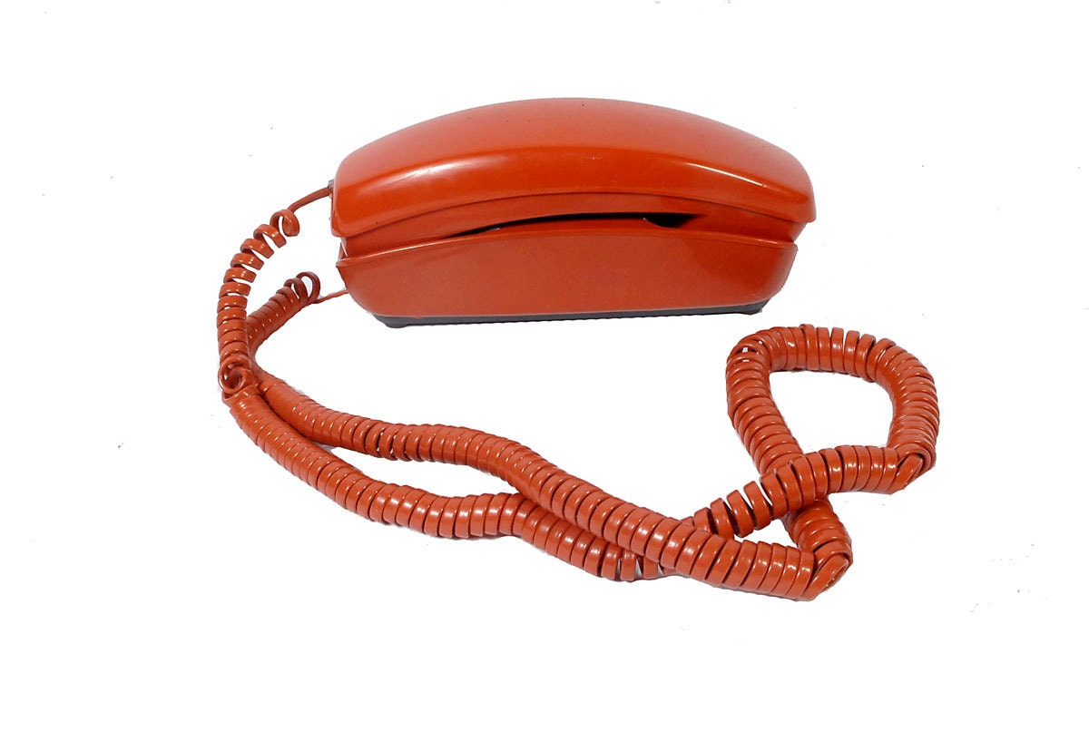Vintage 70s Burnt Orange Plastic Trimline  Rotary Phone Ma Bell