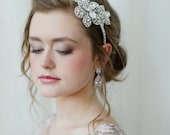 Bridal Headband with Rhinestone Flower and Swarovski Pearls and Crystals by Fine & Fleurie
