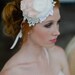 Handmade Silk Habotai Bridal Mini Hat by Fine & Fleurie in Whites and Pale Peachy Pink