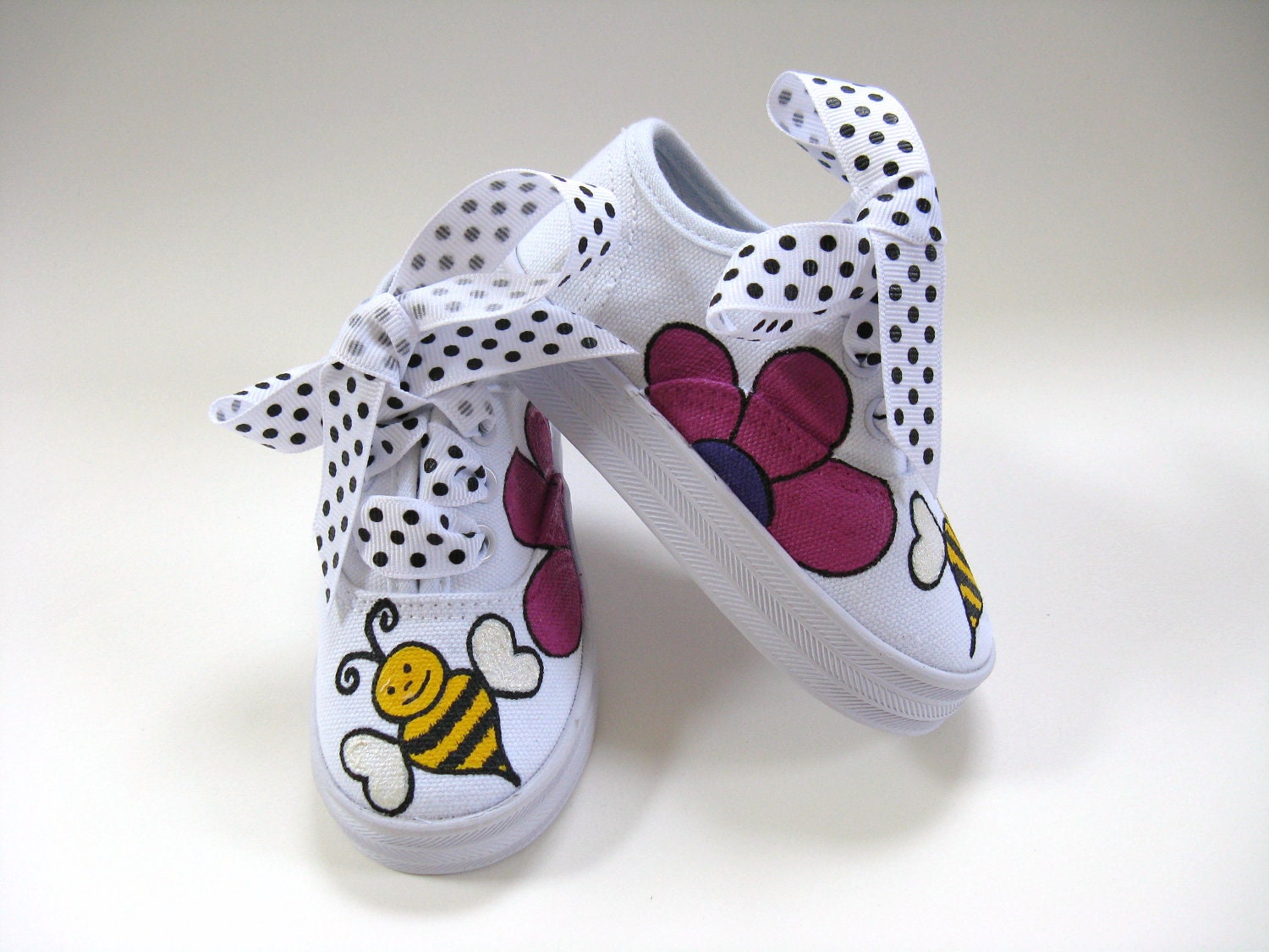 Girls Bumble Bee Shoes, Baby and Toddler, Hand Painted, Kids Canvas Sneakers