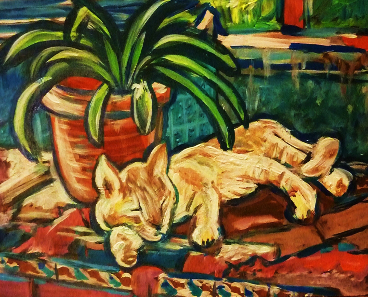 Cat by the Train Station - Toledo, Spain - 8X10 Original Acrylic Painting