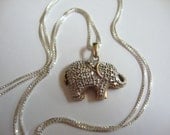 Sterling Silver Elephant Pendant Necklace