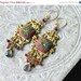 Multi Tundra Sapphire, Ruby and labradorite gemstone earrings on lovely brass finding - Clay floral earring - Chanson du printemps