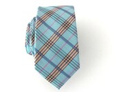Skinny Tie - Blue Plaid Skinny Necktie