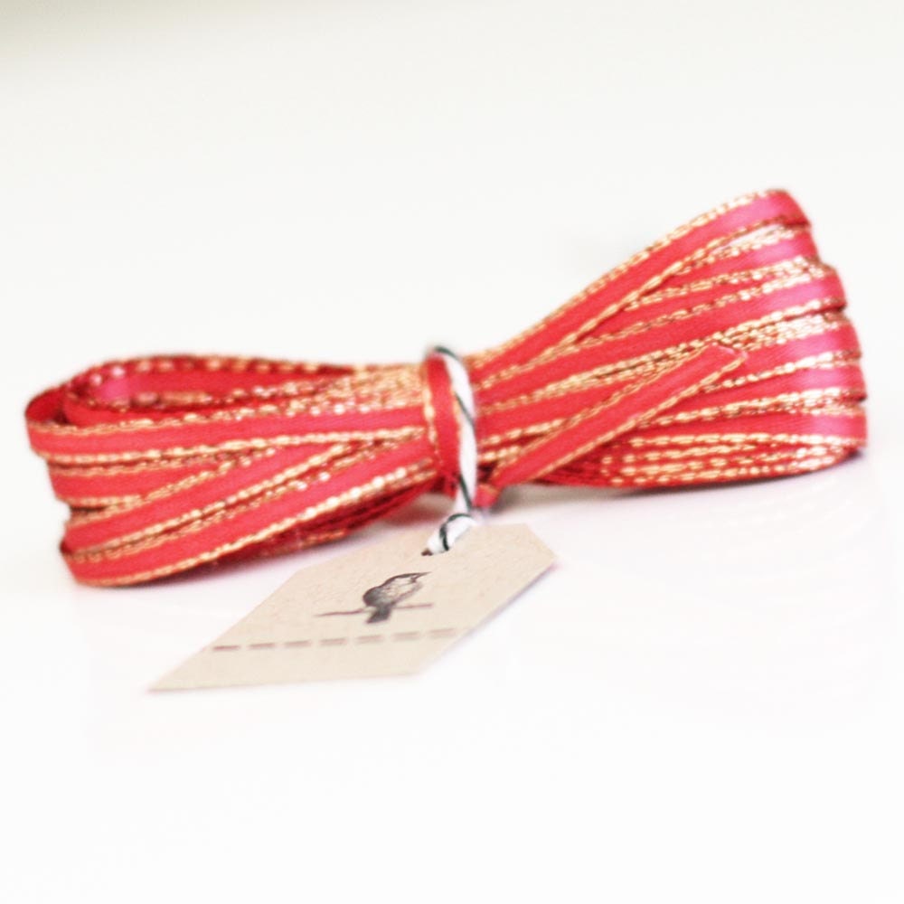 Wholesale Coral Sparkle Satin Twine Ribbon 50 yards