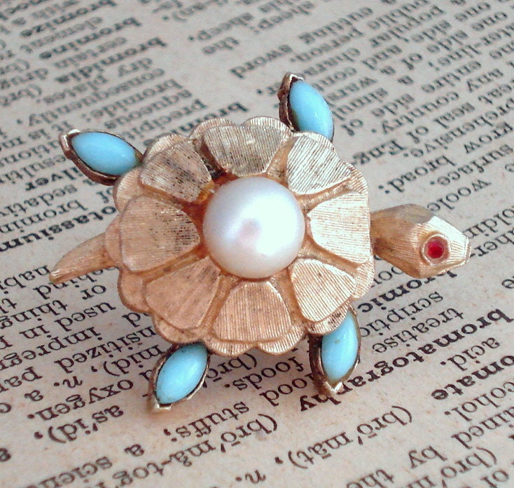 Vintage Coro Turtle Brooch